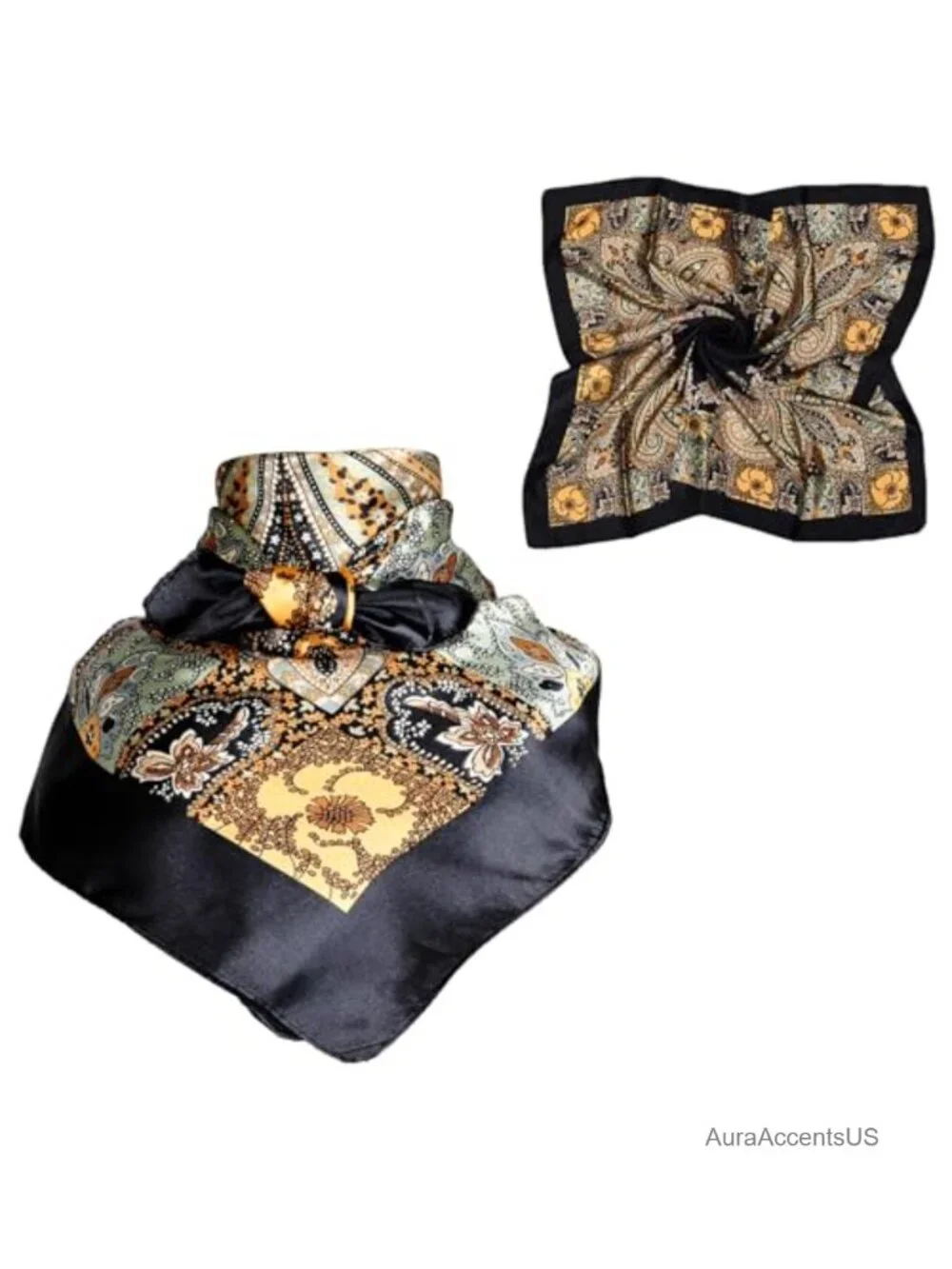 Silk Feel Square Scarf 35x35 Neck Scarf Pocket Square Head Scarf Unisex